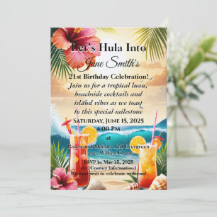 Summer Tropical Luau Beach Party 21. Geburtstag Einladung