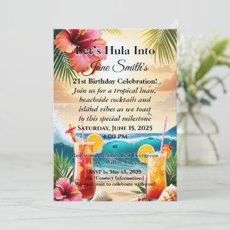 Summer Tropical Luau Beach Party 21. Geburtstag Einladung