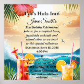 Summer Tropical Luau Beach Party 21. Geburtstag Poster (Vorne)