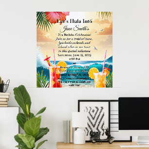 Summer Tropical Luau Beach Party 21. Geburtstag Poster