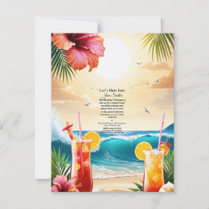 Summer Tropical Luau Beach Party 21. Geburtstag RSVP Karte