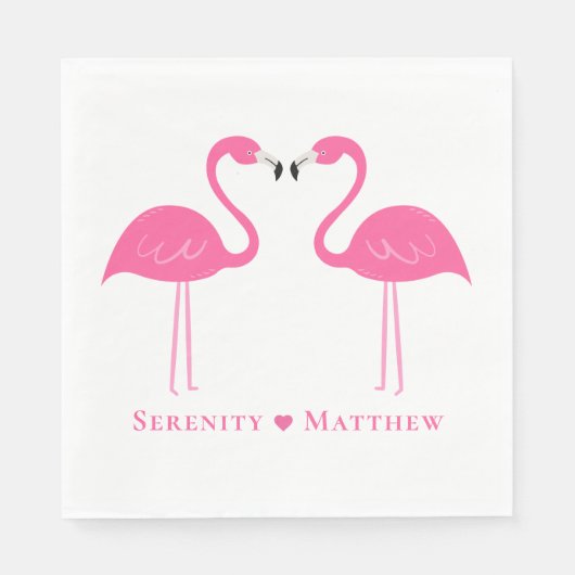 Summer Tropical Niedlich Pink Flamingo Wedding Nap Serviette (Vorderseite)