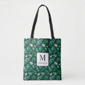 Summer Tropical Palm Blätter Monogramm und Name Tasche (Vorderseite)