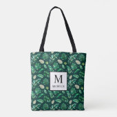 Summer Tropical Palm Blätter Monogramm und Name Tasche (Rückseite)