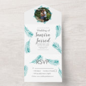 Summer Tropical Palm Foto Hochzeit All In One Einladung (Innen Boden)