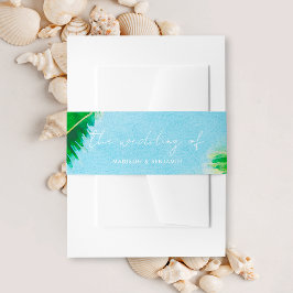 Summer Tropical Palm Tree Beach Hochzeit Einladungsbanderole