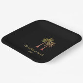 Summer Tropical Palm Trees Pool Party Schwarz Pappteller (Gewinkelt)
