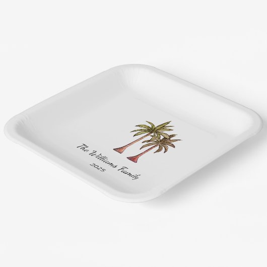 Summer Tropical Palm Trees Swim Pool Party Pappteller (Gewinkelt)