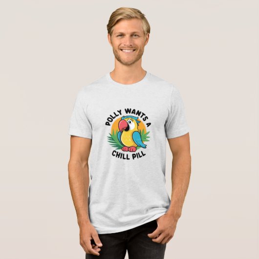 Summer Tropical Parrot Design Tri-Blend Shirt (Vorderseite voll)