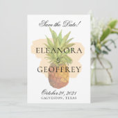 Summer Tropical Pineapass Watercolor Wedding Foto Save The Date (Stehend Vorderseite)
