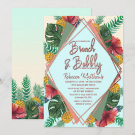 Summer Tropical Pineapse Bloral Brunch und Bubbly Einladung
