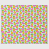 Summer Tropical Pineapse & Watermelon Muster Geschenkpapier (Flach)