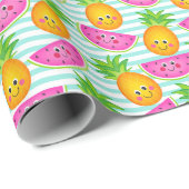 Summer Tropical Pineapse & Watermelon Muster Geschenkpapier (Rolleneckpunkt)