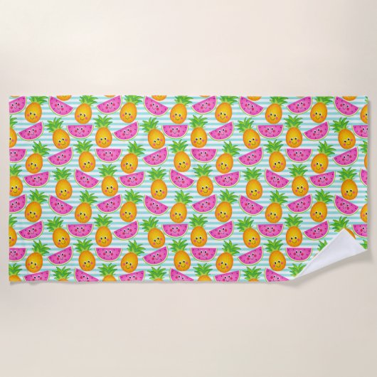 Summer Tropical Pineapse & Watermelon Muster Strandtuch (Vorderseite)