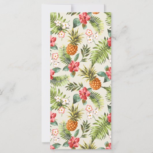 Summer Tropical Pineapses Muster Wedding Menü (Rückseite)