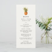 Summer Tropical Pineapses Muster Wedding Menü (Stehend Vorderseite)