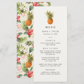 Summer Tropical Pineapses Muster Wedding Menü (Vorne/Hinten)