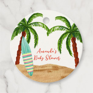 Summer Tropical Surf Baby an Bord Babydusche Geschenkanhänger