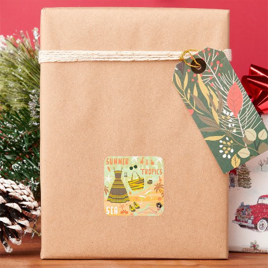 Summer Tropics Quadratischer Aufkleber