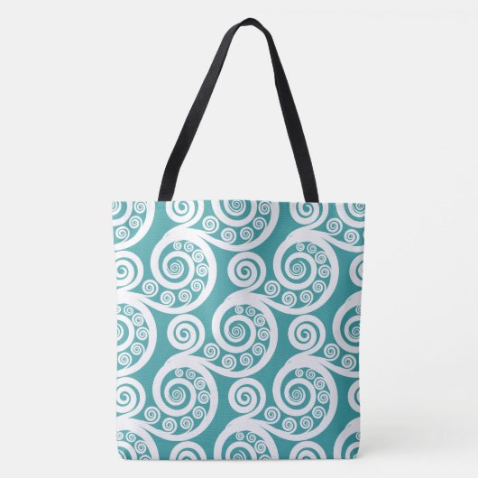 Summer Turquoise White Botanical Fern Blätter Curl Tasche (Vorderseite)