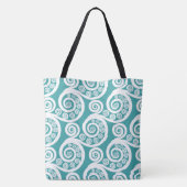 Summer Turquoise White Botanical Fern Blätter Curl Tasche (Rückseite)