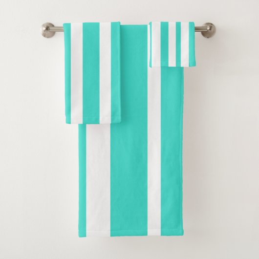Summer Turquoise White Stripes Badhandtuch Set (Insitu)
