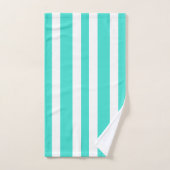 Summer Turquoise White Stripes Badhandtuch Set (Handtuch)
