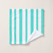 Summer Turquoise White Stripes Badhandtuch Set (Waschlappen)