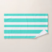 Summer Turquoise White Stripes Badhandtuch Set (Handtuch)