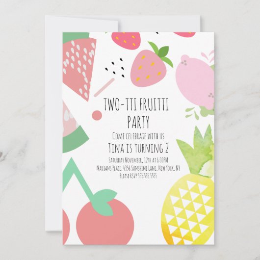 Summer Tutti Fruitti tropische riesige Früchte Einladung (Vorderseite)