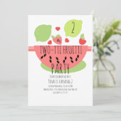 Summer Tutti Fruitti Tropischer Salat Früchte Einladung (Stehend Vorderseite)