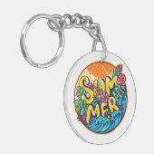 Summer Typographic Tropical Waves Schlüsselanhänger (Vorderseite links)