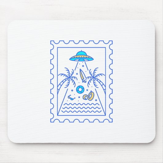 Summer Ufo Invasion Postamt Briefmarke Mousepad (Vorne)