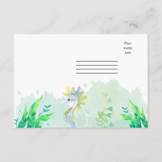 Summer under the Sea Baby Shower UAWG Antwort Begleitkarte (Rückseite)