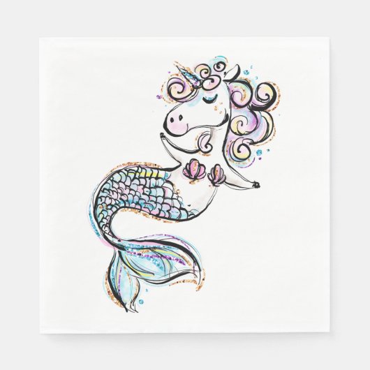 Summer Unicorn Mermaid Serviette (Vorderseite)