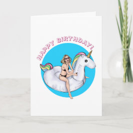 Summer Unicorn Pool Float Geburtstag Karte