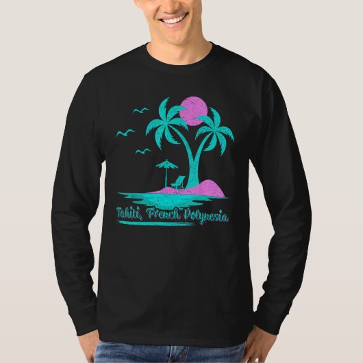 Summer Vacation Palm Tree French Polynesia Tahiti  T-Shirt (Vorderseite)
