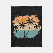 Summer Vacation Retro Sunset Beach Palms Tree Pock Fleecedecke (Vorderseite)