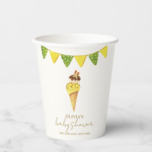 Summer Vanilla The Scoop Ice Cream Baby Dusche Pappbecher (Vorderseite)