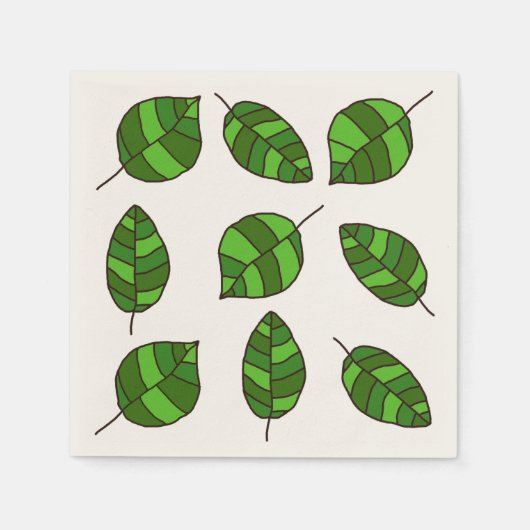 Summer Verlasse grünes Leaf-Muster auf einer belie Serviette (Vorderseite)