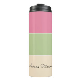 Summer Vibe Pink & Sage Green Pastellfarbblock Thermosbecher