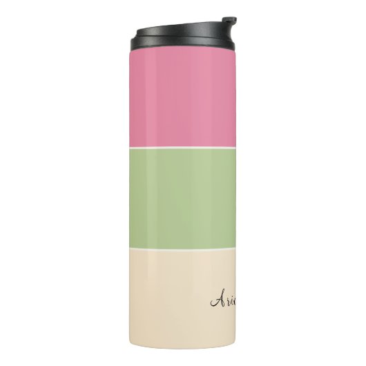 Summer Vibe Pink & Sage Green Pastellfarbblock Thermosbecher (Nach links gedreht)