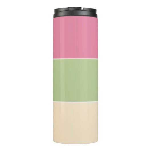 Summer Vibe Pink & Sage Green Pastellfarbblock Thermosbecher (Rückseite)
