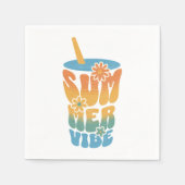 Summer Vibe Retro Floral  Serviette (Vorderseite)