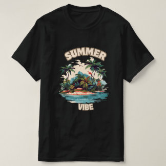 Summer Vibe Tropical Island Illustration T-Shirt