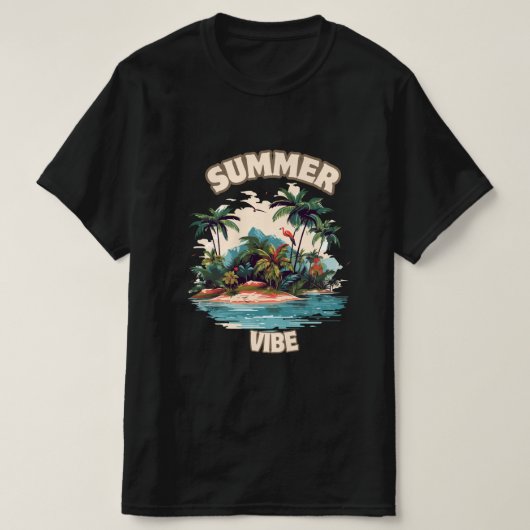 Summer Vibe Tropical Island Illustration T-Shirt (Design vorne)