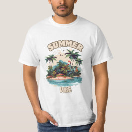 Summer Vibe Tropical Island Illustration T-Shirt