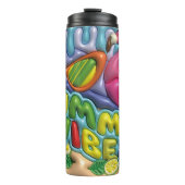 Summer Vibes 3d Aufgeblasene Früchte & Flamingo Thermosbecher (Vorderseite)