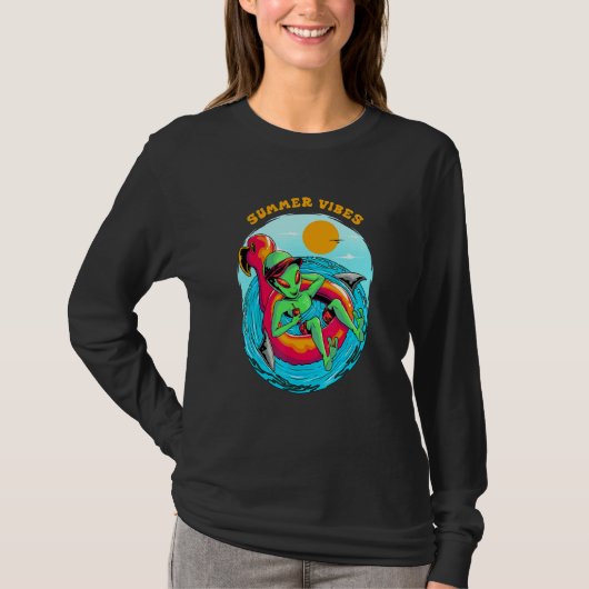 Summer Vibes Alien Resting in the Beach Vacation B T-Shirt (Vorderseite)