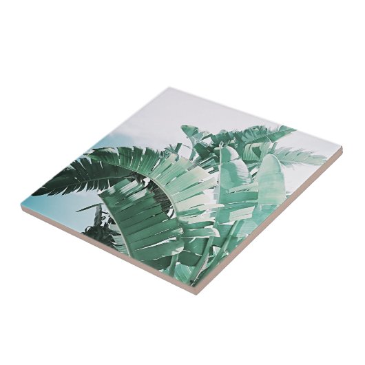 Summer Vibes Banana Blätter Blassgrün Fliese (Seite)